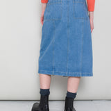 Midi Panel Skirt - Bleached Denim