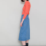 Midi Panel Skirt - Bleached Denim