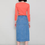 Midi Panel Skirt - Bleached Denim