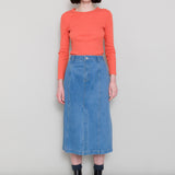 Midi Panel Skirt - Bleached Denim