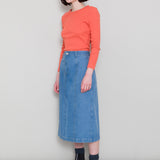 Midi Panel Skirt - Bleached Denim