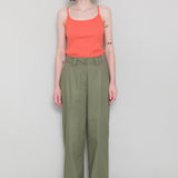 Pleated Trousers - Olive Twill