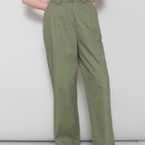 Pleated Trousers - Olive Twill