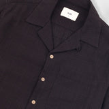 Relaxed Soft Collar Shirt - Soft Black Open Weave Check