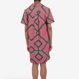 Shirt Dress - Pink Green Diamond Print