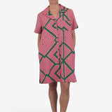 Shirt Dress - Pink Green Diamond Print