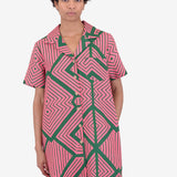 Shirt Dress - Pink Green Diamond Print