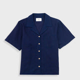 Short Sleeve Soft Collar Shirt - Indigo