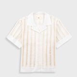 Short Sleeve Soft Collar Shirt - Ecru Ladder Embroidery