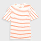 Short Sleeve Textured Stripe T-Shirt - Ecru / Orange