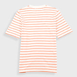 Short Sleeve Textured Stripe T-Shirt - Ecru / Orange