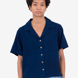 Short Sleeve Soft Collar Shirt - Indigo