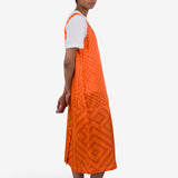 Slip Dress - Orange Coral Diamond Print