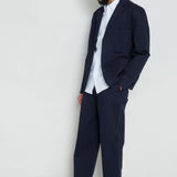 Wide Fit Blazer - Navy Linear Texture