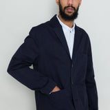 Wide Fit Blazer - Navy Linear Texture