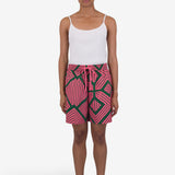 Wide Signal Shorts - Pink Green Diamond Print