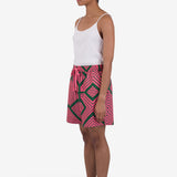 Wide Signal Shorts - Pink Green Diamond Print