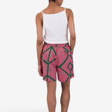 Wide Signal Shorts - Pink Green Diamond Print