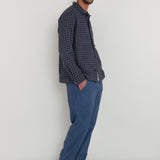 Patch Overshirt - Navy Crinkle Check