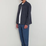 Patch Overshirt - Navy Crinkle Check