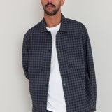 Patch Overshirt - Navy Crinkle Check