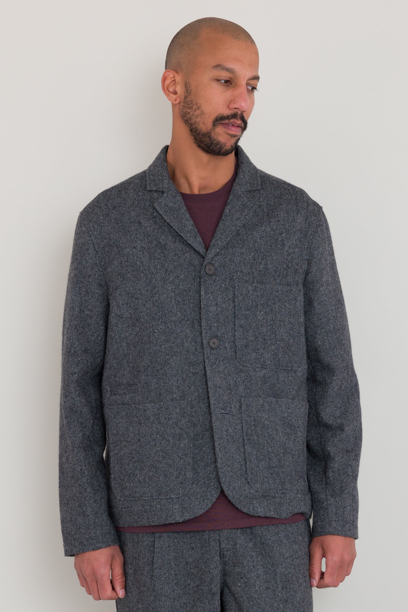 Wide Fit Blazer Charcoal Wool Melange Men s Folk