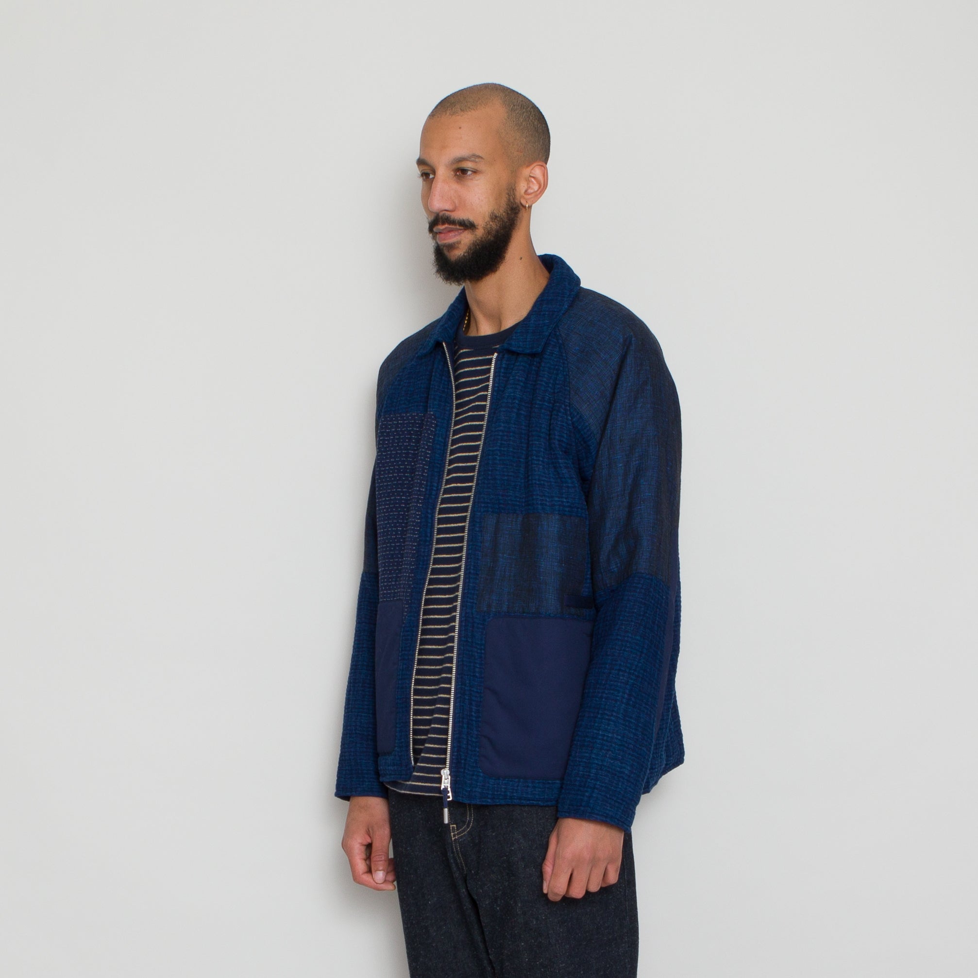 Folk | Wadded Curve Jacket - Indigo Patch Work