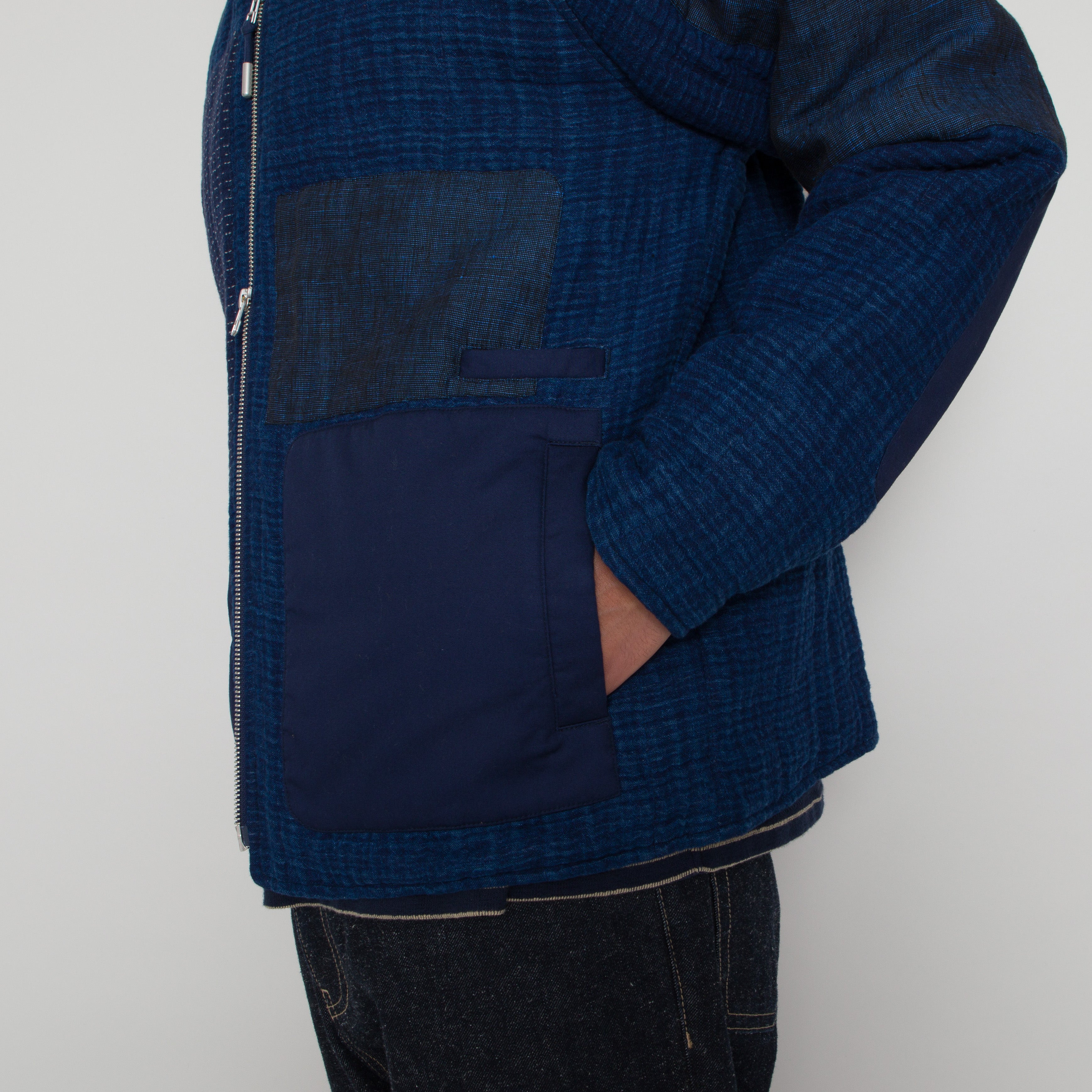 Folk | Wadded Curve Jacket - Indigo Patch Work