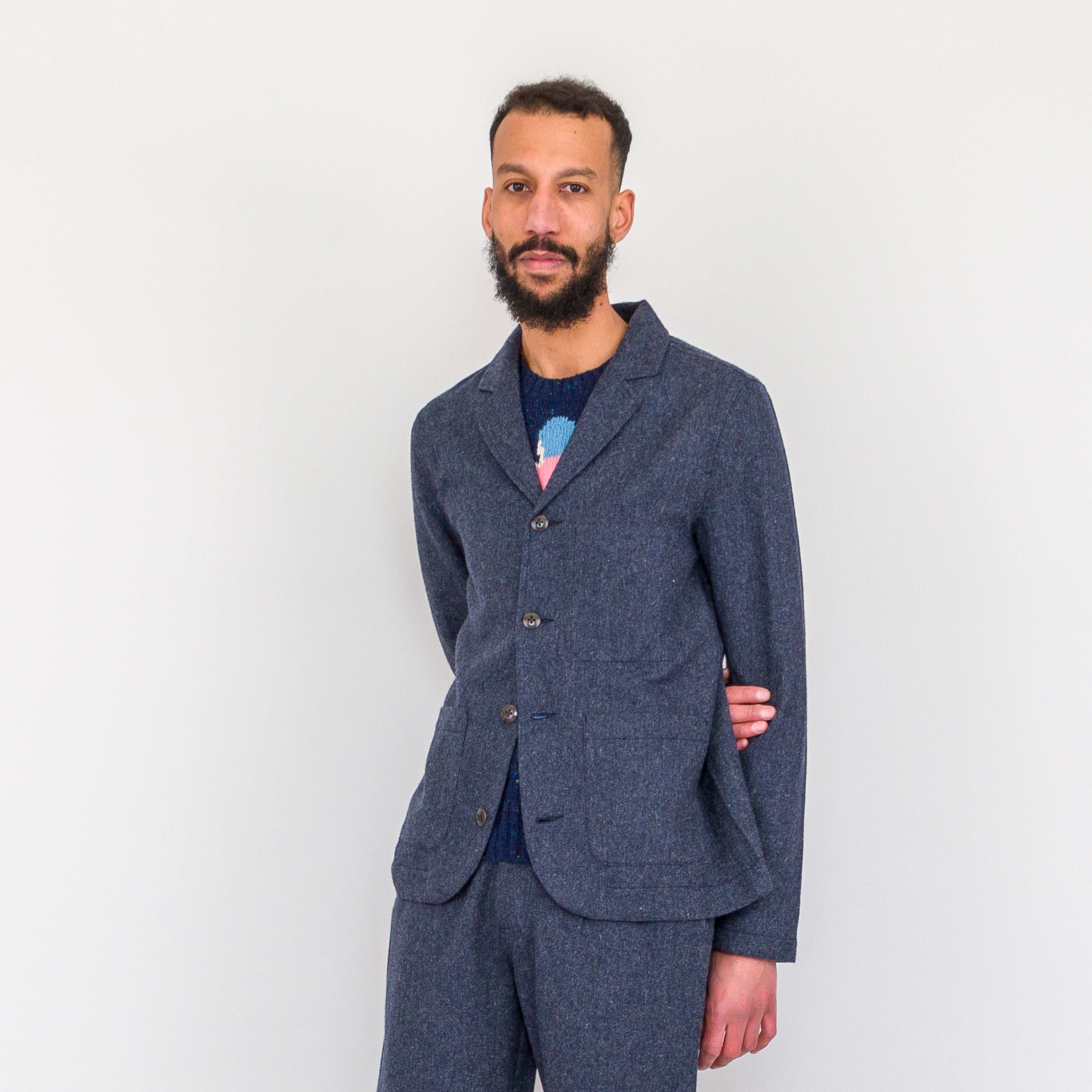 Folk | Patch Jacket - Navy Wool Melange