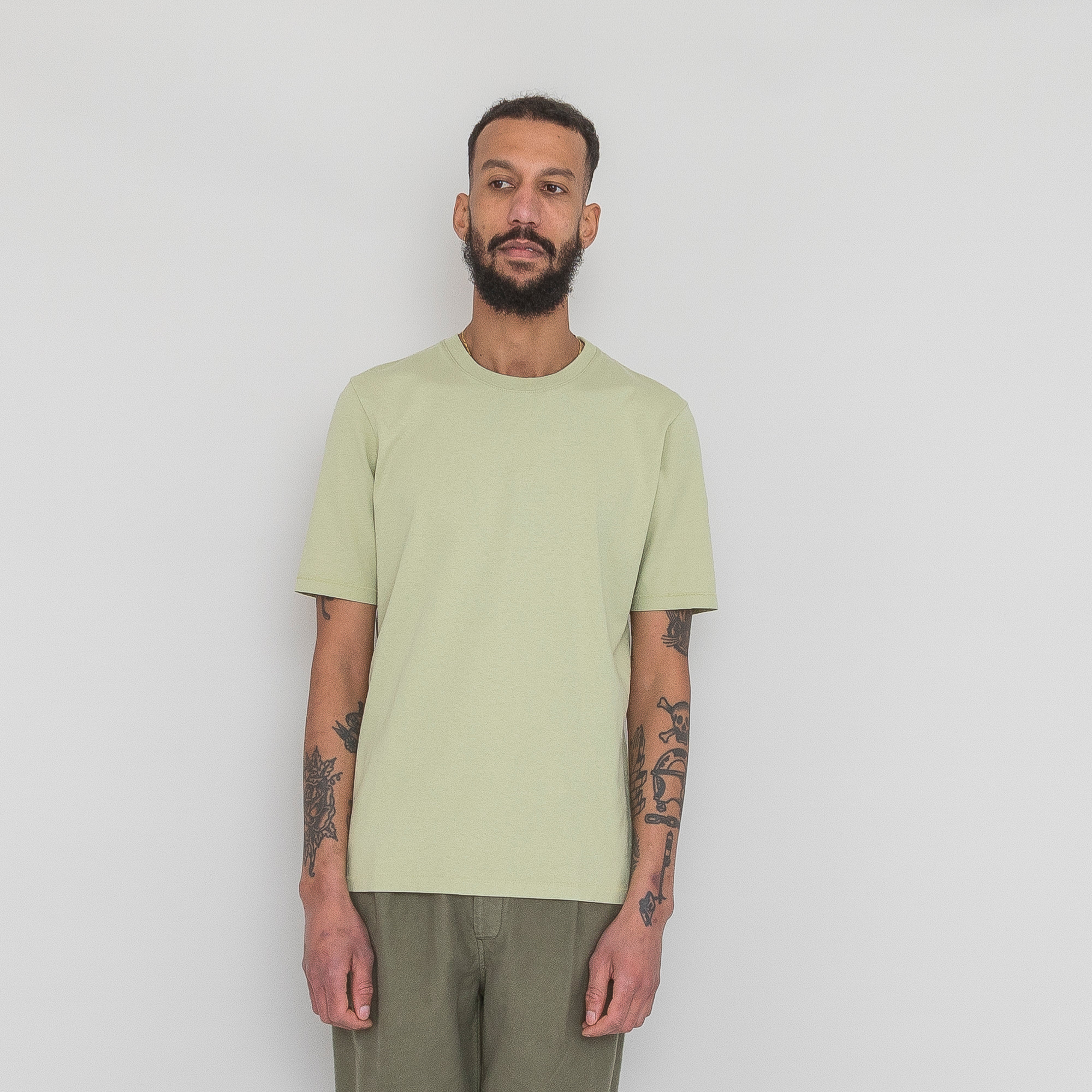 Folk | Contrast Sleeve Tee - Light Sage