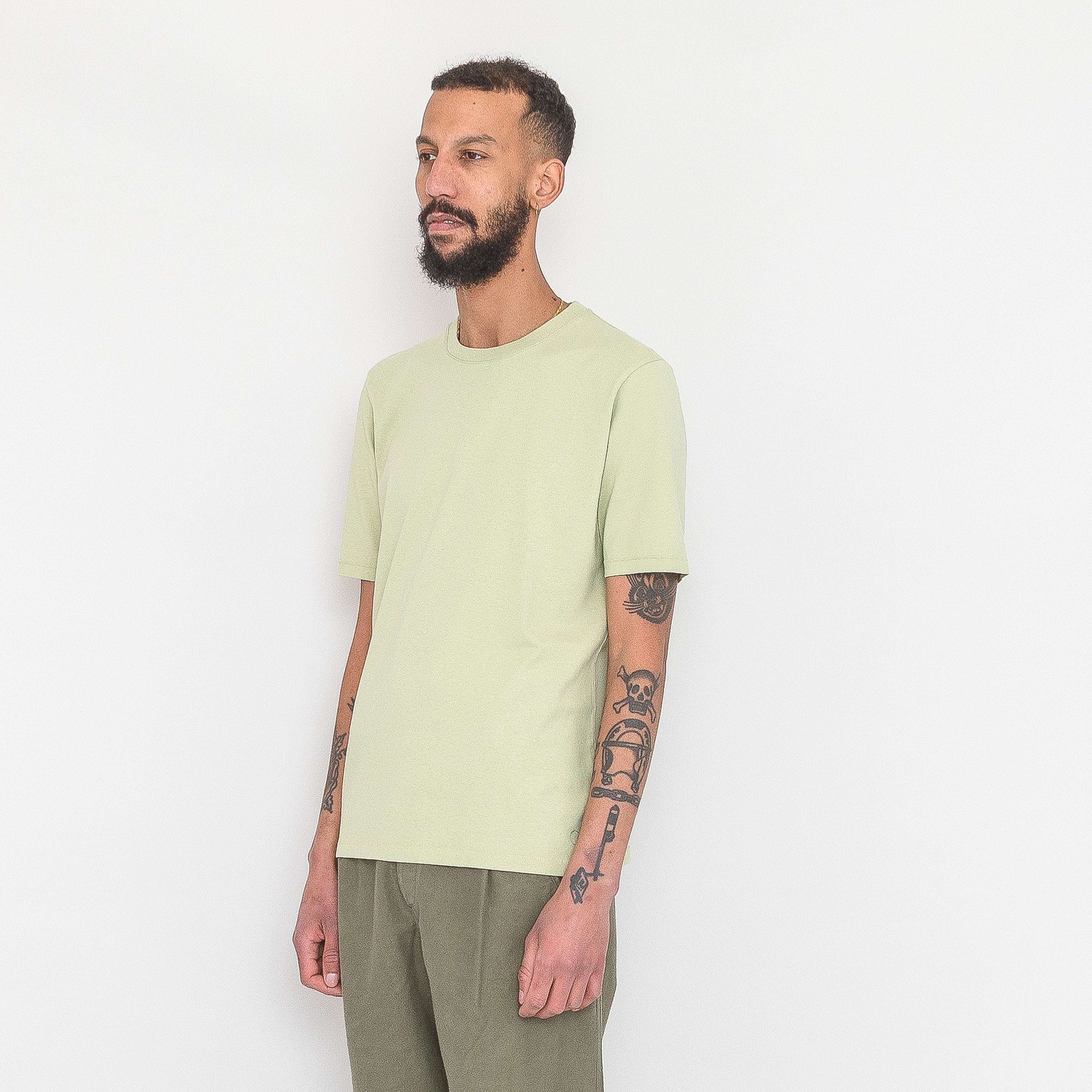 Folk | Contrast Sleeve Tee - Light Sage