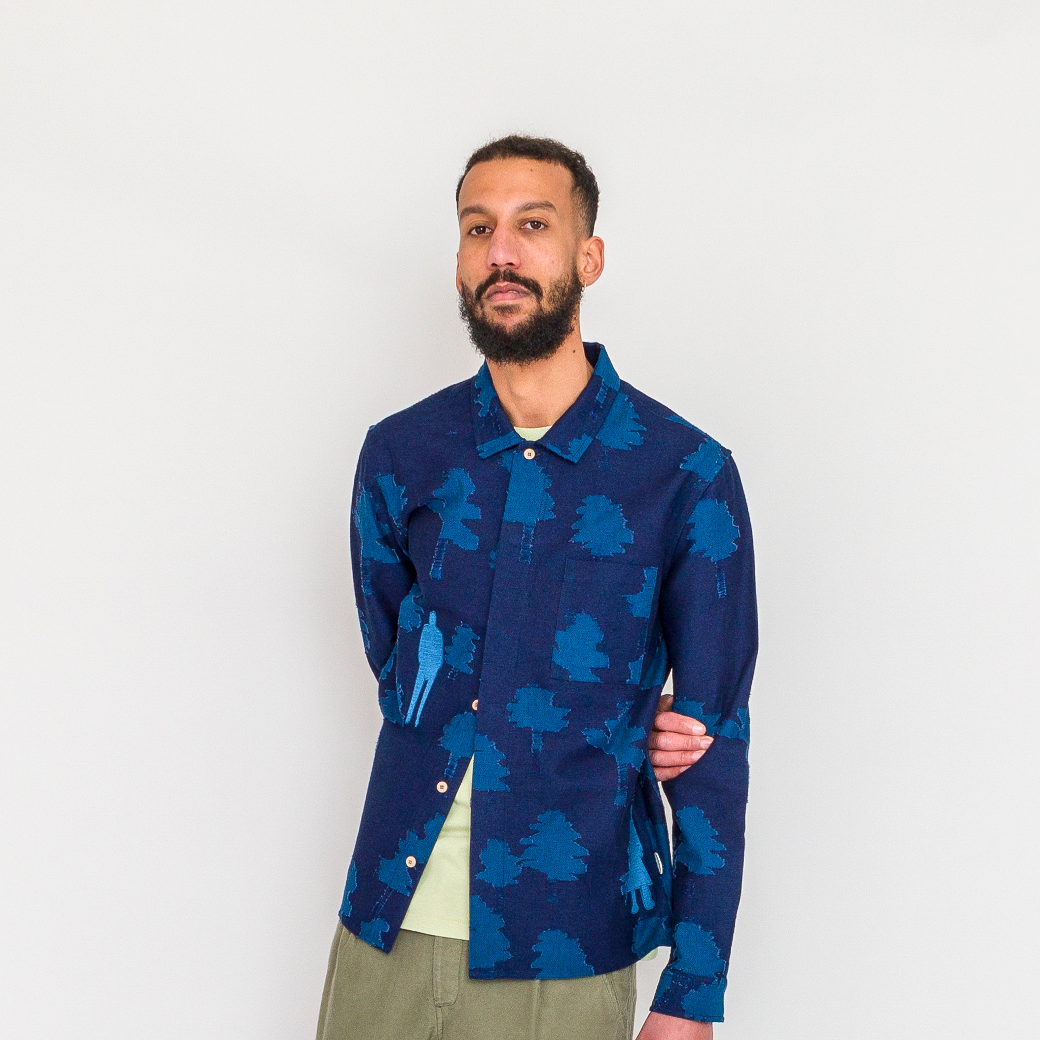 Patch Shirt - Indigo Tree Jacquard TH – Folk