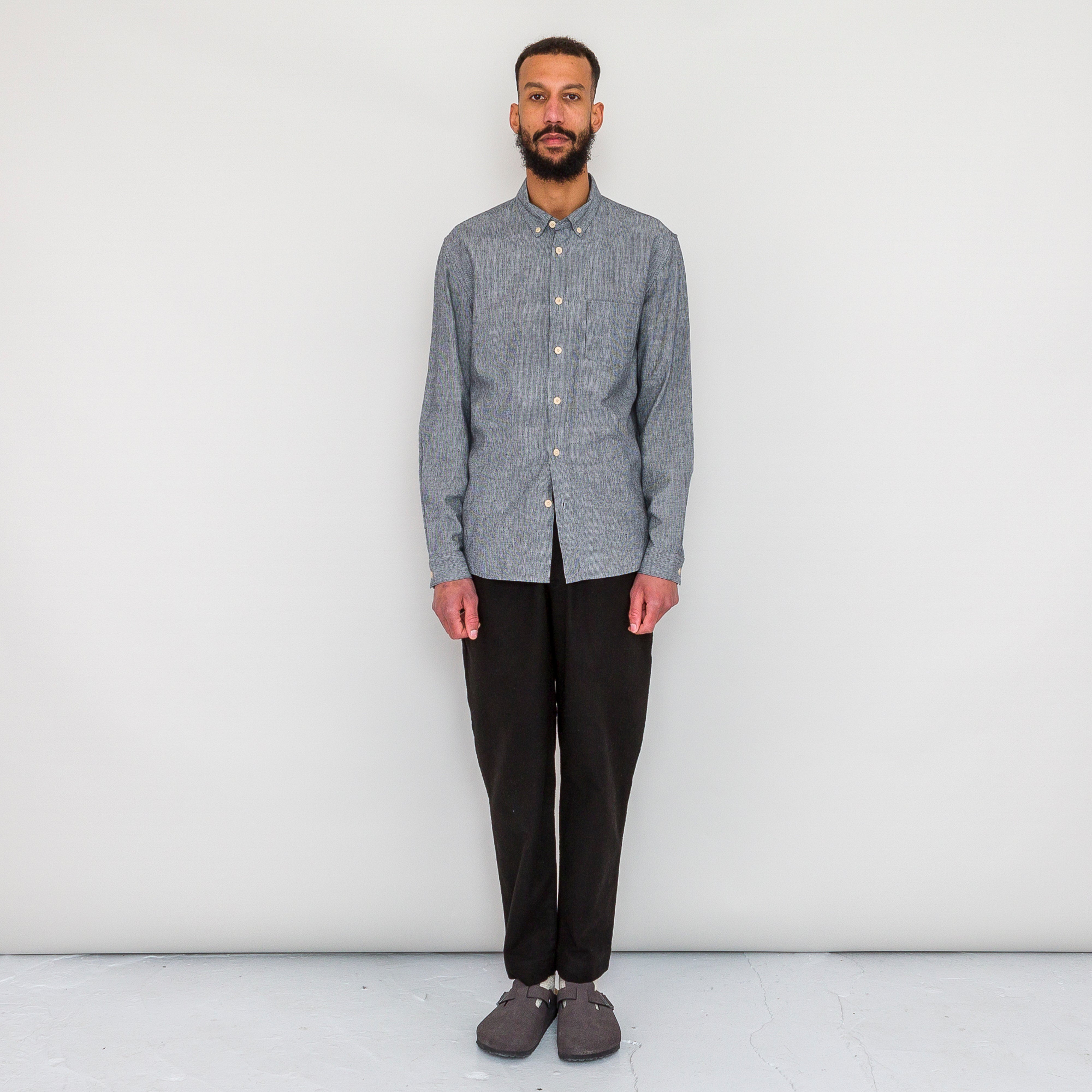 Folk | Relaxed Fit Shirt - Black Microstripe