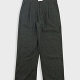 Wide Fit Trouser - Dark Green Wool Melange