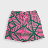 Wide Signal Shorts - Pink Green Diamond Print