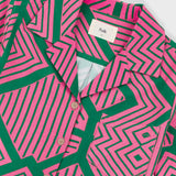 Shirt Dress - Pink Green Diamond Print