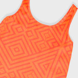 Slip Dress - Orange Coral Diamond Print