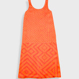 Slip Dress - Orange Coral Diamond Print