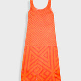 Slip Dress - Orange Coral Diamond Print