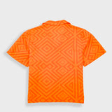 Short Sleeve Soft Collar Shirt - Orange Diamond Print