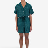 Wide Signal Shorts - Vintage Green Stitch Print