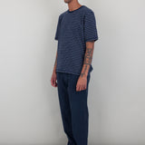 SS Textured Stripe T-Shirt - Navy Silver