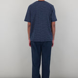 SS Textured Stripe T-Shirt - Navy Silver