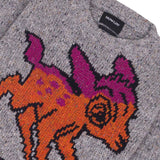 Howlin' - Acid Deer With Flowers Knit Jumper - Grey