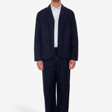 Wide Fit Blazer - Navy Linear Texture