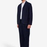 Wide Fit Blazer - Navy Linear Texture