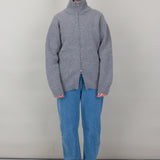 Zip Through Jumper - Mid Grey Melange