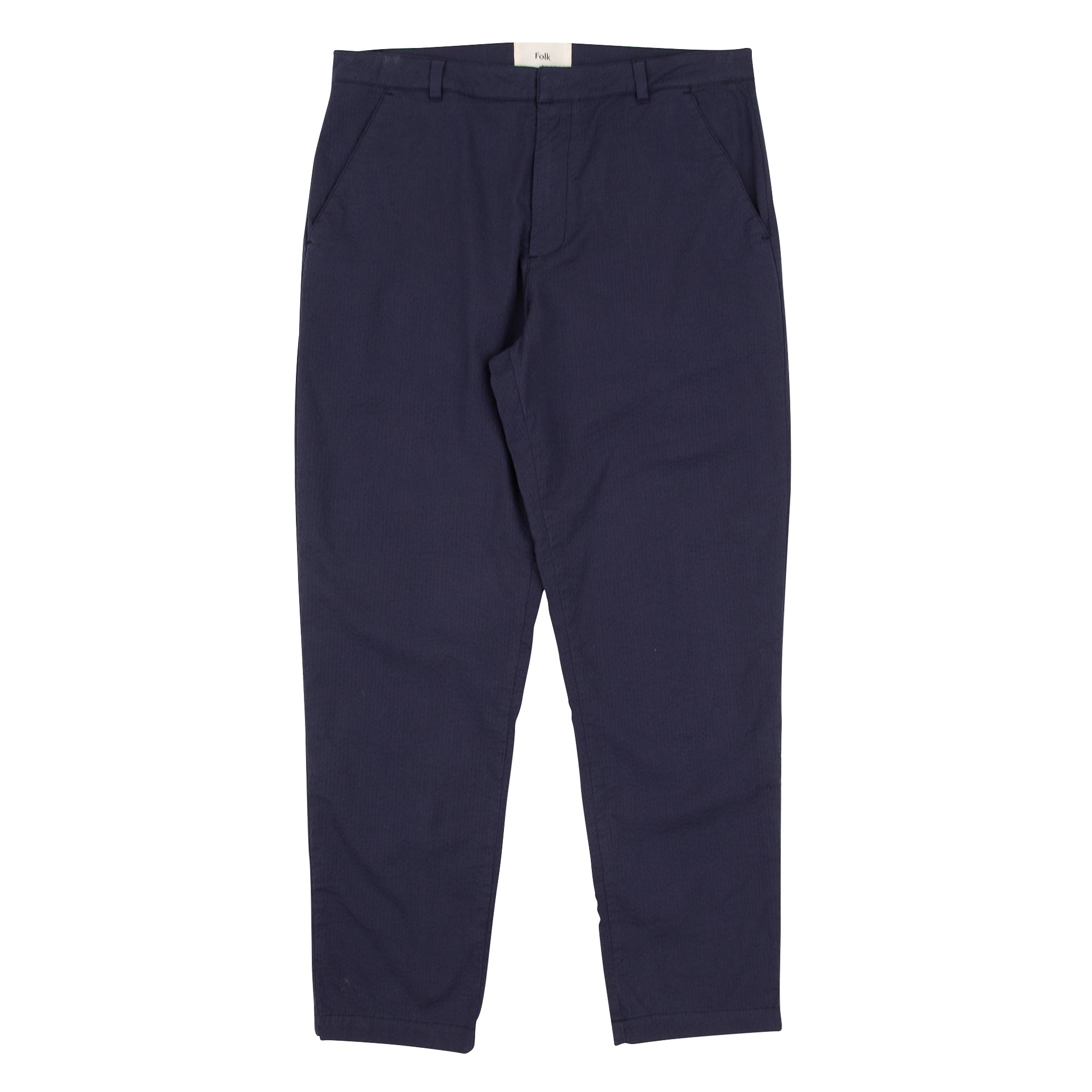 Relaxed Cotton Trouser - Navy Seersucker — Folk